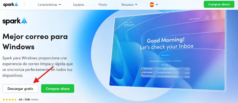 Captura de pantalla 1 de la configuración de Spark Email