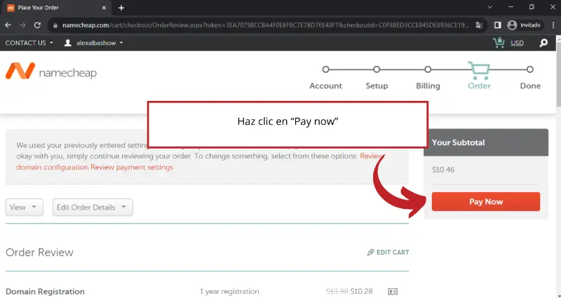 Captura de pantalla 9 del registro de dominio