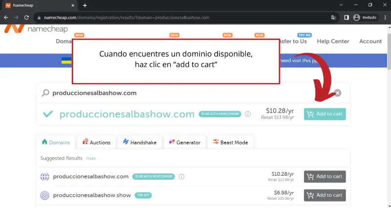 Captura de pantalla 2 del registro de dominio