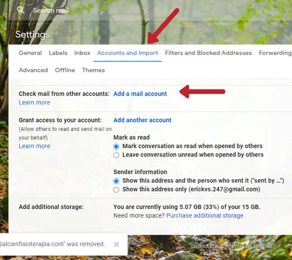 Captura de pantalla 3 de la configuración de Gmail