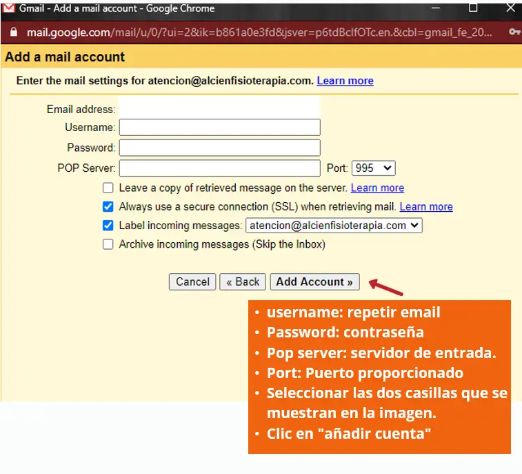Captura de pantalla 6 de la configuración de Gmail